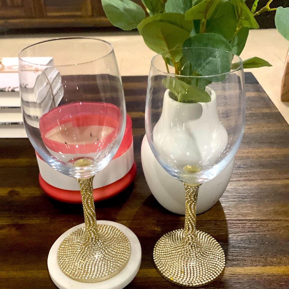 Fig and Fern Glam Stemmed Wine Glasses
